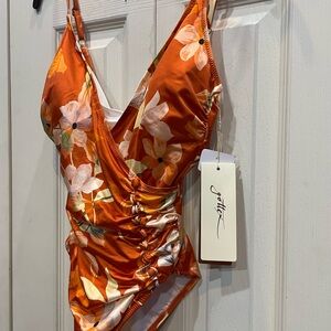 Gottex Orange Floral One-Piece Swimsuit